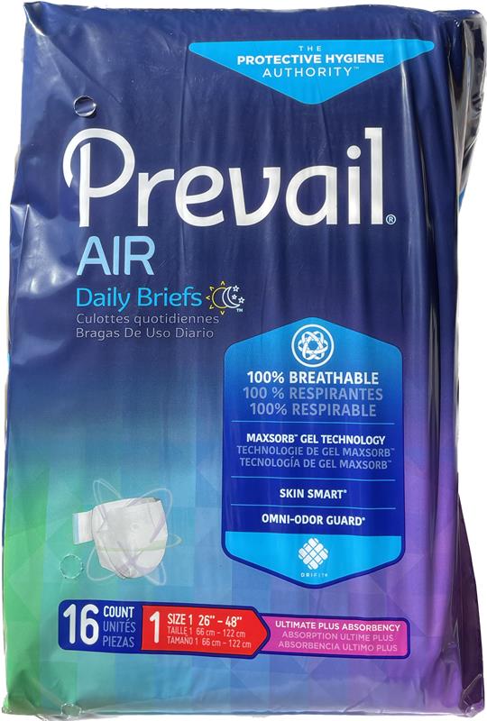 Prevail Air Daily Briefs Ultimate plus Absorbency Size 1 - 20 count Adult diaper
