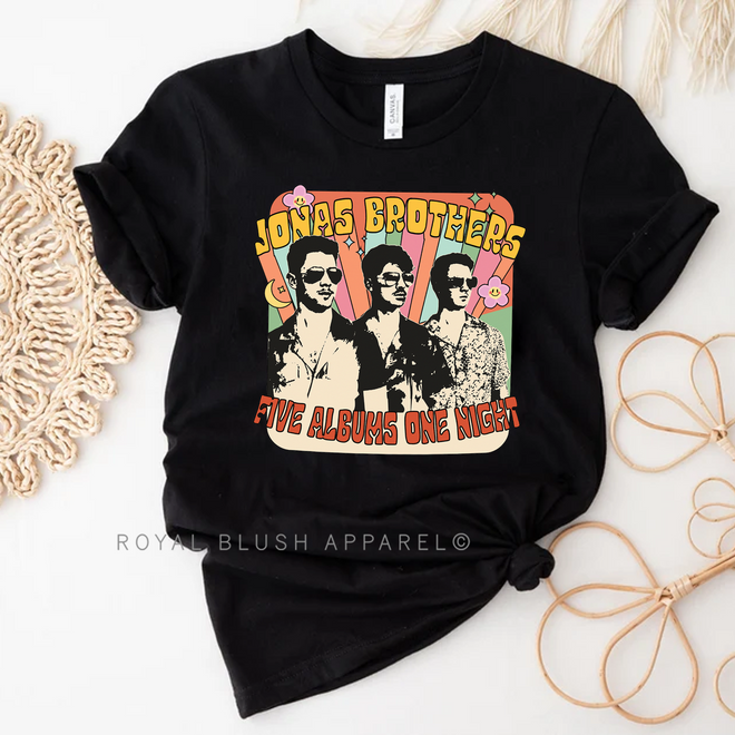Jonas Brothers Five Albums One Night Graphic T-Shirt