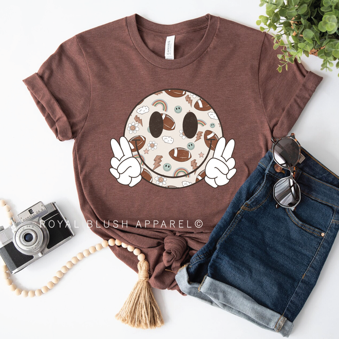 Peace Smiley Football Graphic T-Shirt
