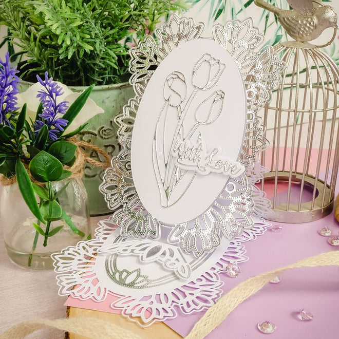 Moonstone Dies - Lace Edged Floral Frame