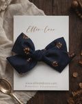 Navy Floral Oversize Bow