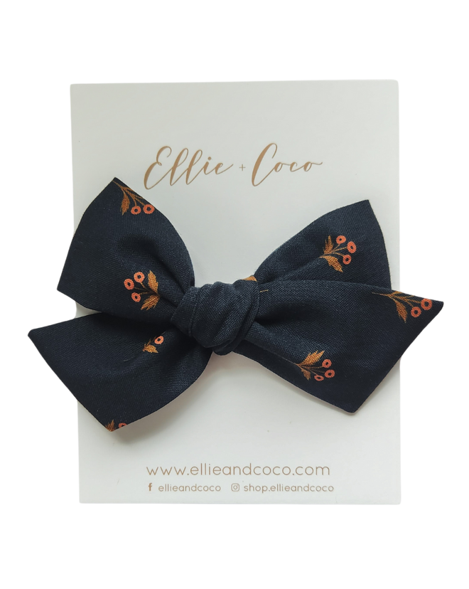Navy Floral Oversize Bow