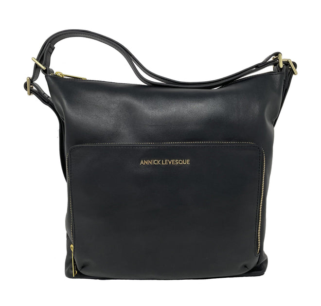 Sac à main en Cuir véritable Transformable Noir - Alexandra
