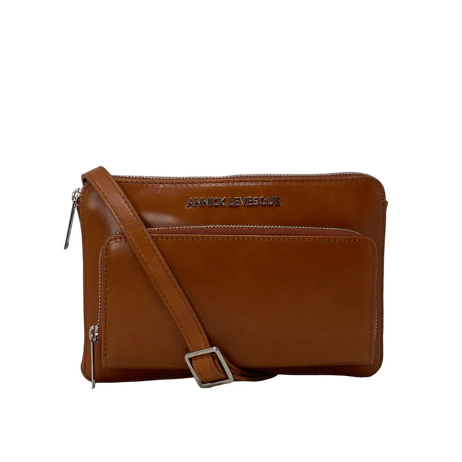 Petit Sac Bandoulière Portefeuille Cuir Cognac, Carmen