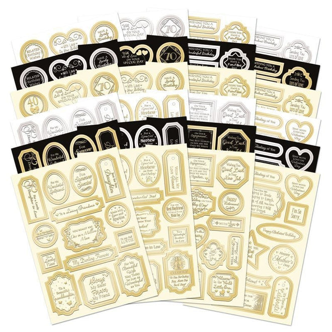 Stickables Self-Adhesive Foiled Sentiments Selection - Essential Colours