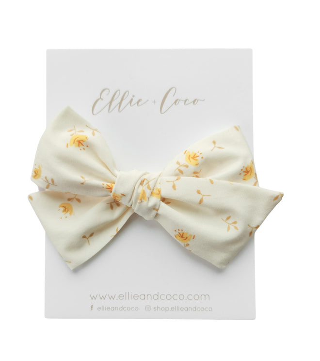 Yellow Flowers on Cream Oversize Bow