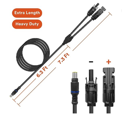 7.3Ft Heavy Duty Solar Panel to DC 8mm Adapter Cable, Waterproof Connection Kit: Solar Generators with 8mm or 7.9mm Input Port