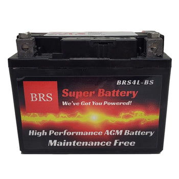 High Performance BRS4L-BS 12v Sealed AGM PowerSport 2 Year Battery OEM Replacement: YTX4L-BS, CTX4L-BS, CYTX4L-BS, GTX4L-BS, YTX4LBSFP, M62X4B, ES4LBS, and many more