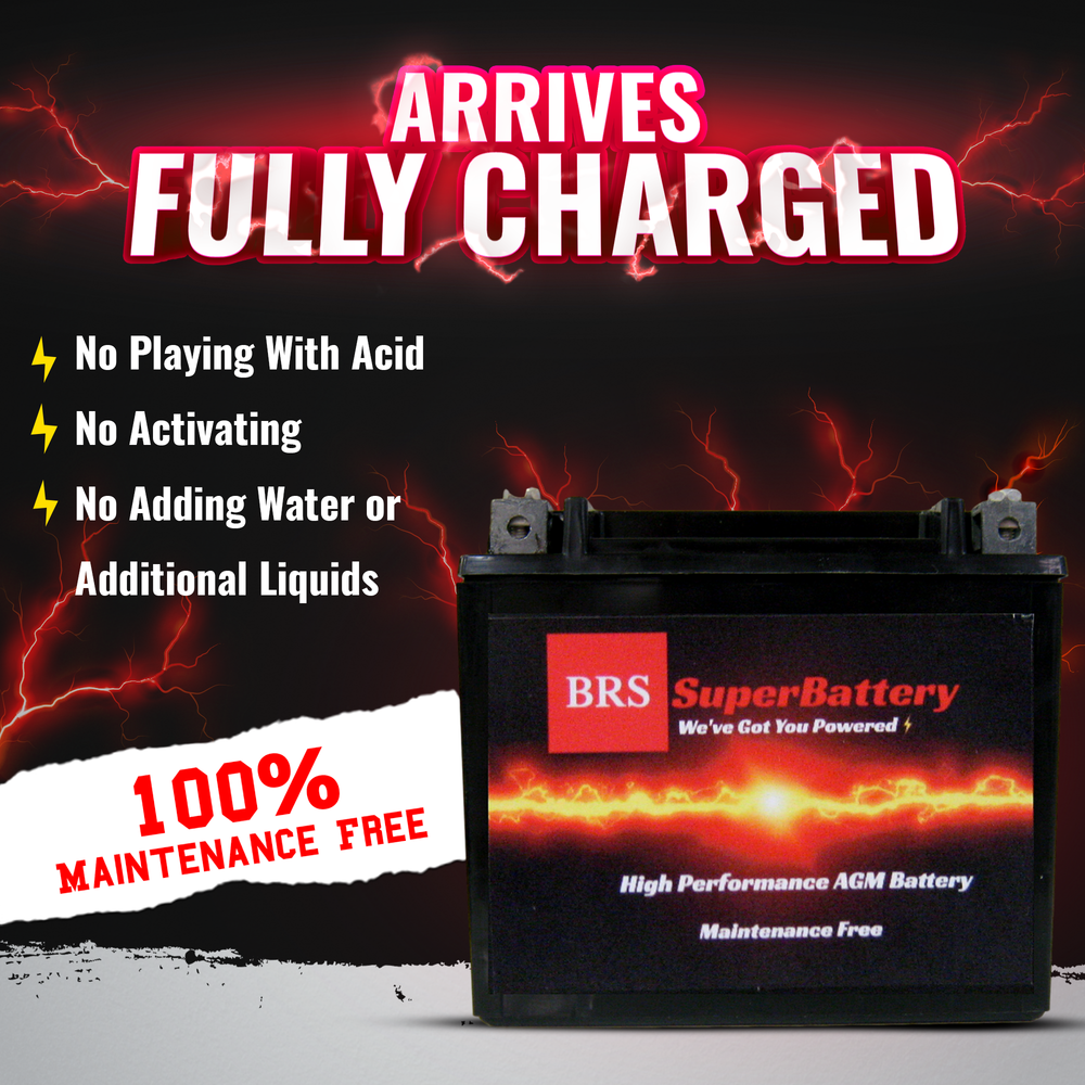 High Performance BRS24HL-BS 10 Year Battery & Smart Charger / Maintainer Combo Bundle Kit 12v Sealed AGM PowerSports Battery
