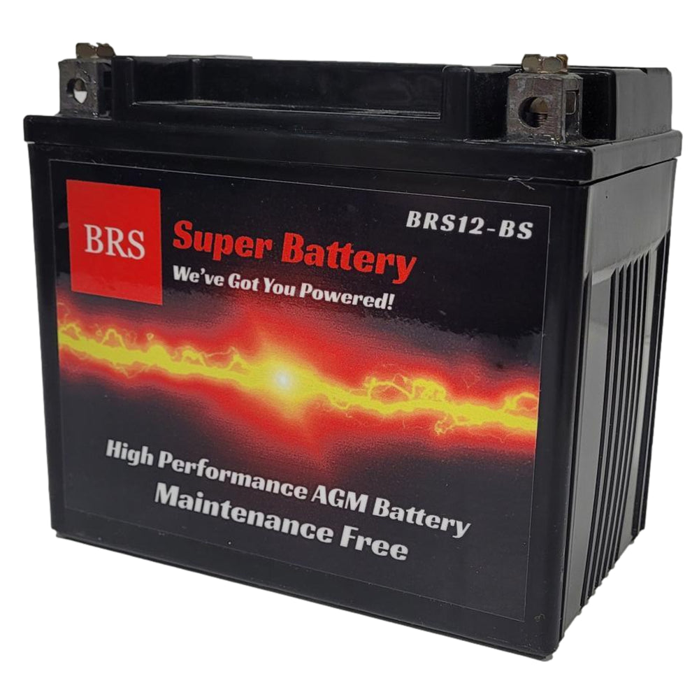 Super Charged BRS12-BS 12v Sealed AGM PowerSport 2 Year Battery OEM Replacement: YTX12-BS, CYTX12-BS, GTX12-BS, ETX12, 12-BS, APTX12, FTX12-BS