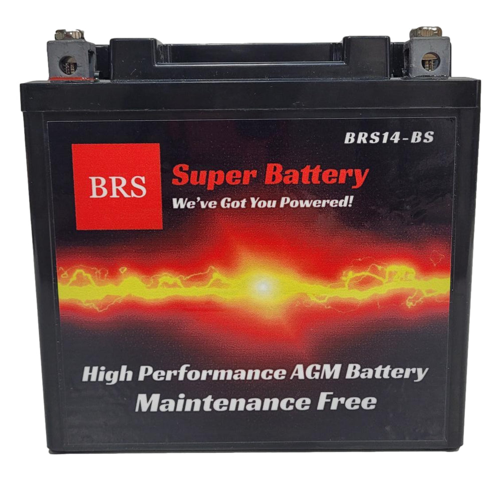 High Performance BRS14-BS 2 Year Battery & Smart Charger / Maintainer Combo Bundle Kit 12v Sealed AGM PowerSports Battery