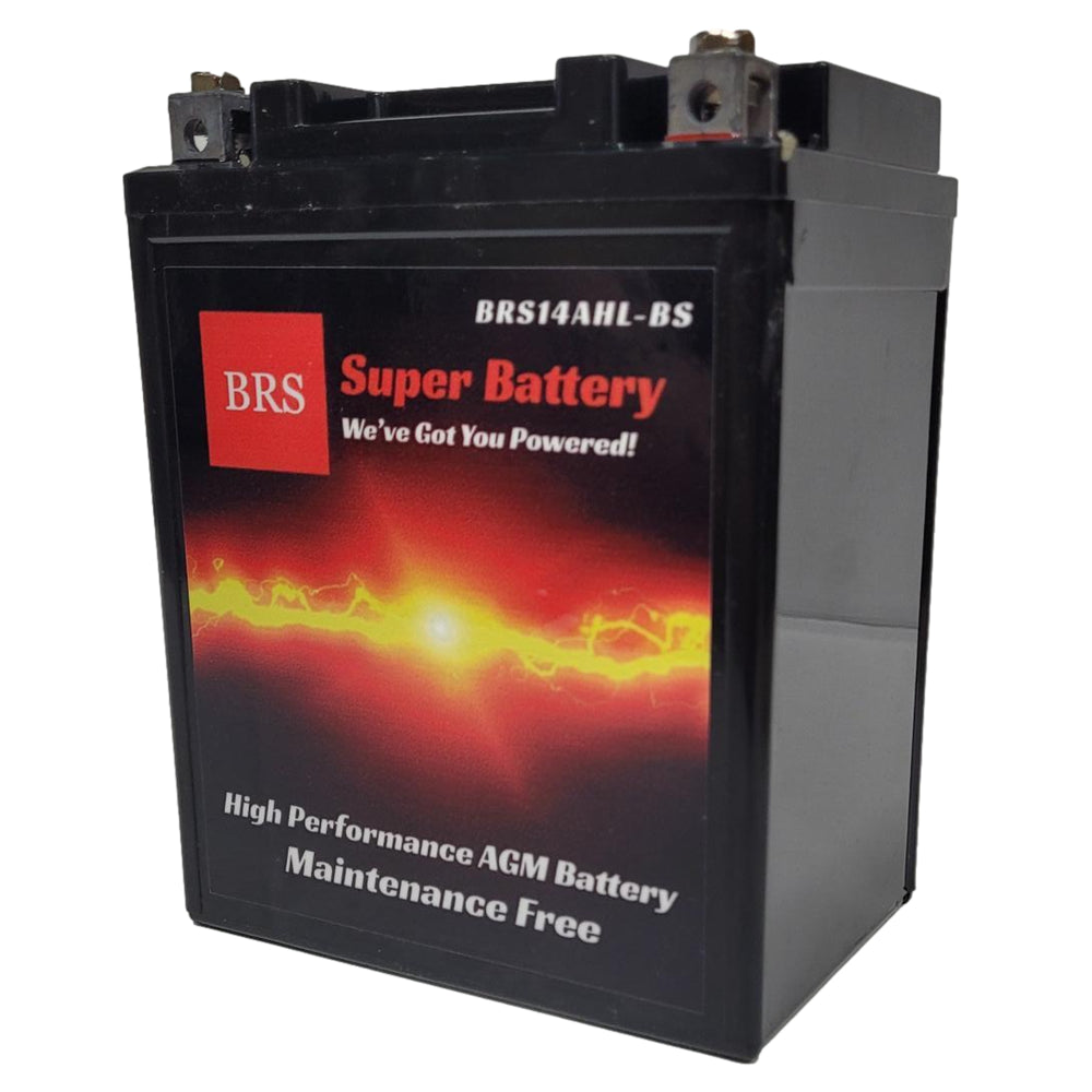 High Performance BRS14AHL-BS 12v Sealed AGM PowerSport 10 Year Warranty For ATV's, Snowmobiles, Motorcycles, UTV's, Jet Skis, Dirt Bikes, etc. OEM Replacement: YTX14AHL-BS, CTX14AHL-BS, PTX14AHL-BS, GTX14AHL-BS, YB14L-A2, and many more