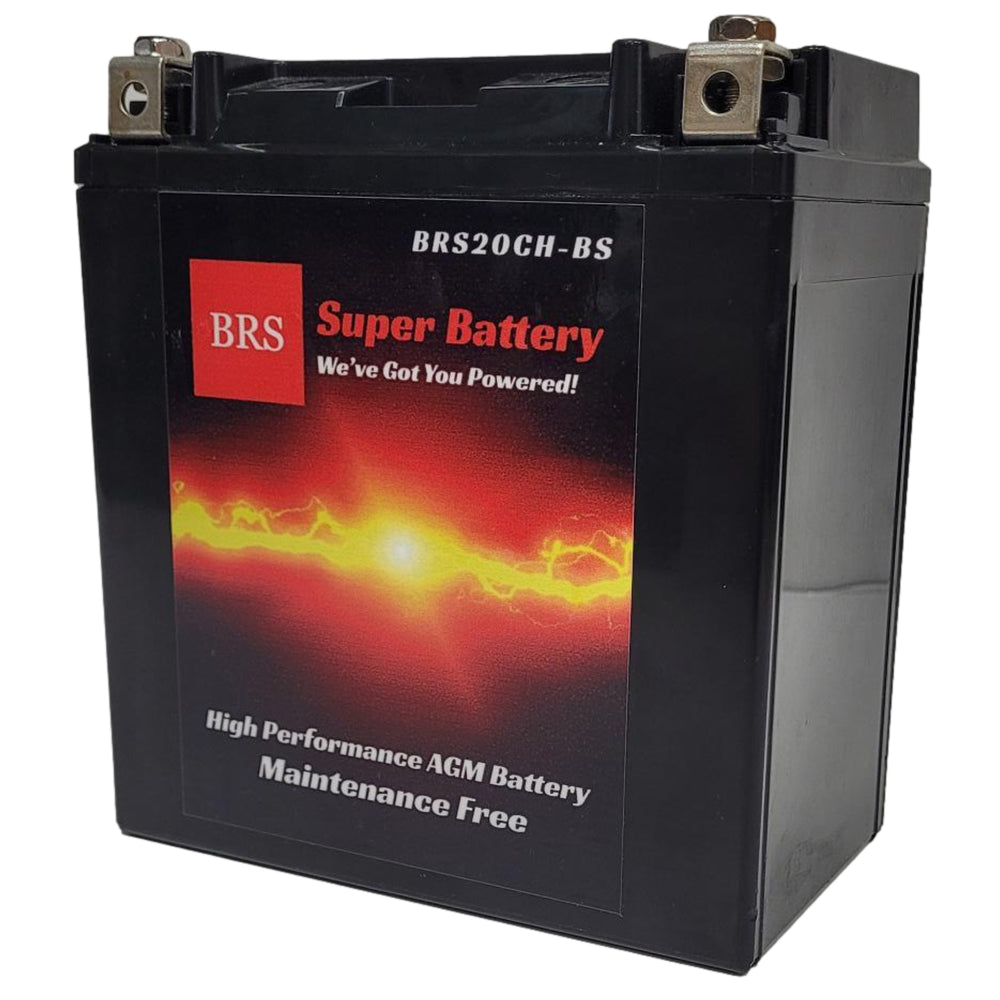 High Performance BRS20CH-BS 12v Sealed AGM PowerSport 10 Year Battery For ATV's, Snowmobiles, Motorcycles, UTV's, Jet Skis, Dirt Bikes, etc. OEM Replacement OEM Replacement: YTX20CH-BS,  CTX20CH-BS,  CYTX20CH-BS,  PTX20CH-BS, and many more