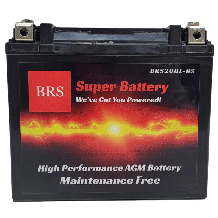High Performance BRS20HL-BS 12v Sealed AGM PowerSport 2 Year Battery For ATV's, Snowmobiles, Motorcycles, UTV's, Jet Skis, Dirt Bikes, etc. OEM Replacement: YTX20HL-BS, CTX20HL-BS, EBX20L-BS, ETX20L, 20L-BS, GTX20L-BS, ES20LBS, UTX20HL-BS, etc.