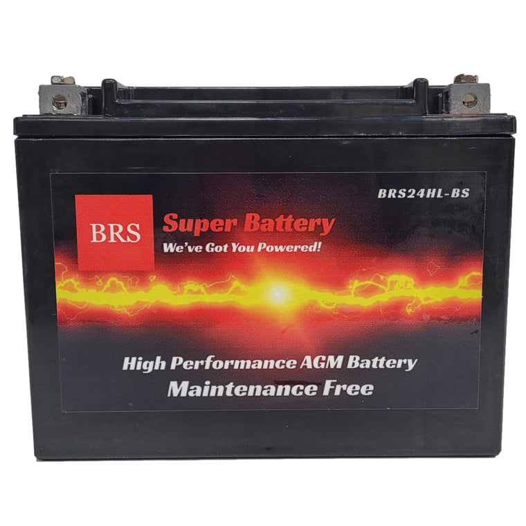 High Performance BRS24HL-BS 12v Sealed AGM PowerSport 2 Year Battery For ATV's, Snowmobiles, Motorcycles, UTV's, Jet Skis, Dirt Bikes, etc. OEM Replacement: YTX24HL-BS, CTX24HL-BS, M320H, 24HL-BS, CTX18L-BS, LTX24HL-BS, and many more