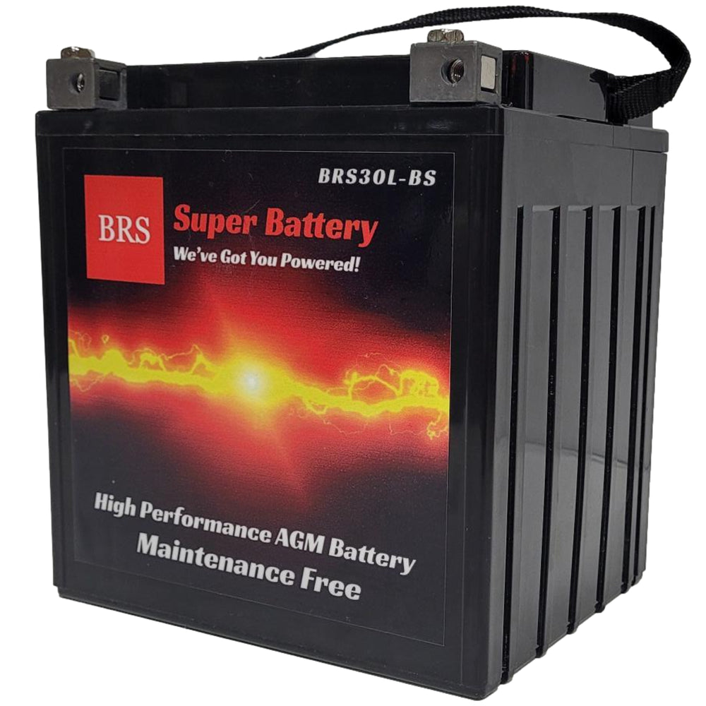 High Performance BRS30L-BS 12v Sealed AGM PowerSport 10 Year Battery For ATV's, Snowmobiles, Motorcycles, UTV's, Jet Skis, Dirt Bikes, etc. OEM Replacement: YTX30L-BS, CTX30L-BS, 30L-B UB30L-B, C30L-B M22H30, YB30L-B, CTX30L