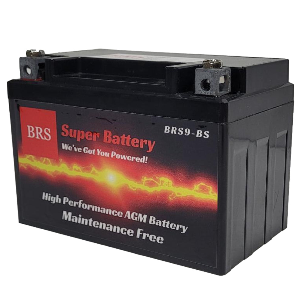 High Performance BRS9-BS 12v Sealed AGM PowerSport 10 Year Battery For ATV's, Snowmobiles, Motorcycles, UTV's, Jet Skis, Dirt Bikes, etc. OEM Replacement Battery for YTX9-BS, CTX9-BS, WP9-BS, FTX9-BS, GTX9-BS, EXT9 C, PTR9-BS, etc.