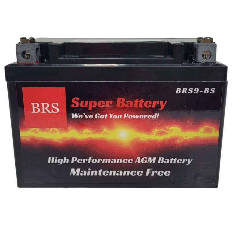High Performance BRS9-BS 12v Sealed AGM PowerSport 10 Year Battery For ATV's, Snowmobiles, Motorcycles, UTV's, Jet Skis, Dirt Bikes, etc. OEM Replacement Battery for YTX9-BS, CTX9-BS, WP9-BS, FTX9-BS, GTX9-BS, EXT9 C, PTR9-BS, etc.