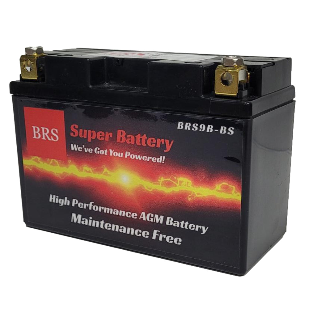 High Performance BRS9B-BS 12v Sealed AGM PowerSport 2 Year Battery For ATV's, Snowmobiles, Motorcycles, UTV's, Jet Skis, Dirt Bikes, etc. OEM Replacement Battery for YTX9B-BS, ES9B-BS, ET9B-BS, WP9B-4, PT9B-4, GT9B-4,YT9B-BS, CTX9B-BS, etc.