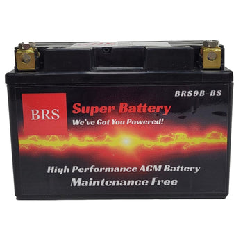 High Performance BRS9B-BS 12v Sealed AGM PowerSport 10 Year Battery For ATV's, Snowmobiles, Motorcycles, UTV's, Jet Skis, Dirt Bikes, etc. OEM Replacement Battery for YTX9B-BS, ES9B-BS, ET9B-BS, WP9B-4, PT9B-4, GT9B-4,YT9B-BS, CTX9B-BS, etc.