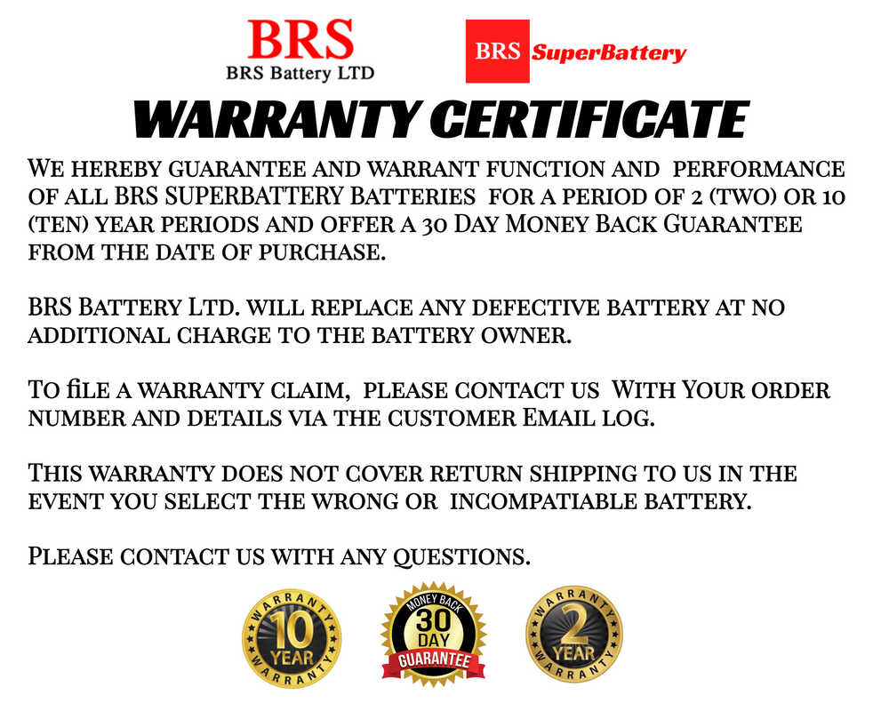 BRS Super Battery 2 Year Warranty