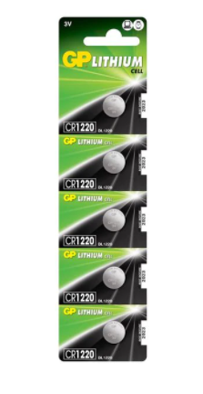 CR1220 GP 3V LITHIUM COIN CELL - 5 Pack