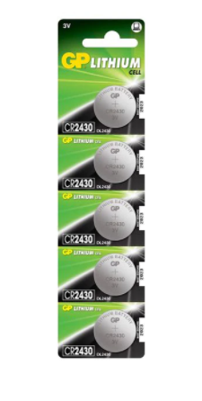 CR2430 GP 3V LITHIUM COIN CELL - 5 Pack