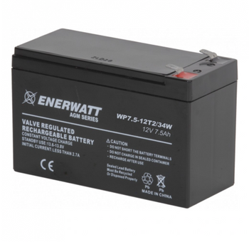 Enerwatt WP7.5-12T2 BATTERY AGM 12V 7.5A SEALED T2 TERM/34 WATT 10-121-10191