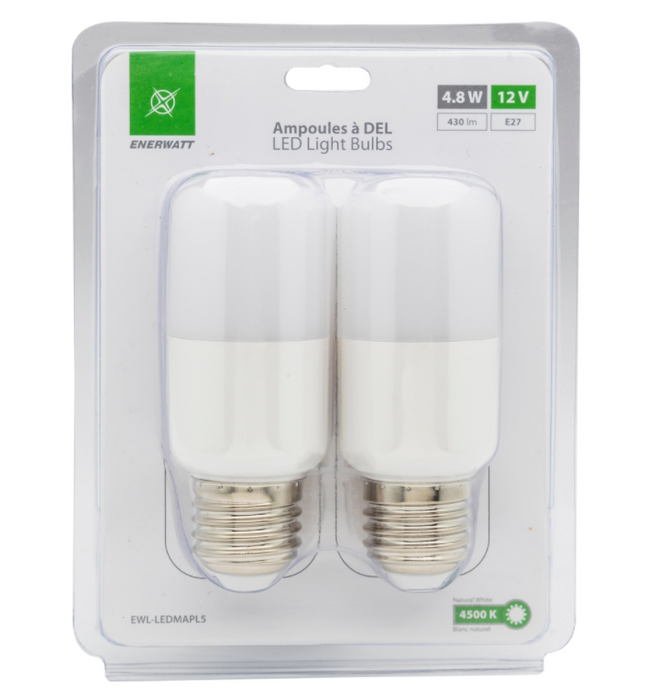 LED BULB 12V 5W E27 NW FROSTED PK/2