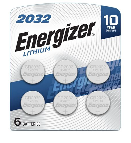 CR2032 ENERGIZER 3V LITHIUM COIN CELL - 6 Pack