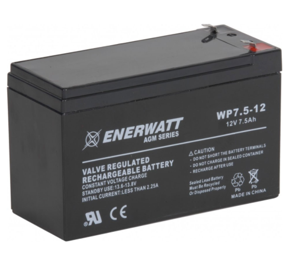 Enerwatt WP7.5-12T1 BATTERY AGM 12V 7.5A SEALED 10-121-10190