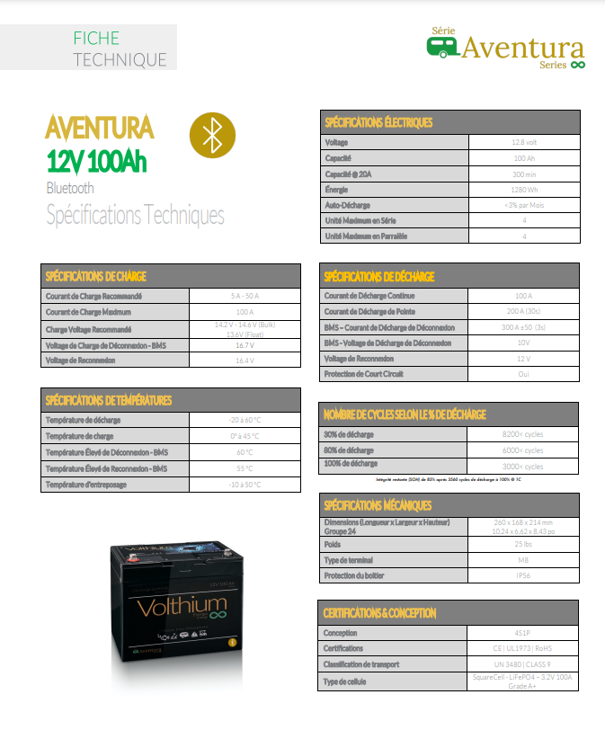 Volthium Lithium AVENTURA 12V 100AH BATTERY – BLUETOOTH