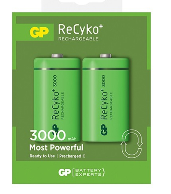 C Rechargeable Battery Ni-MH C 3000mAh GP (card of 2)