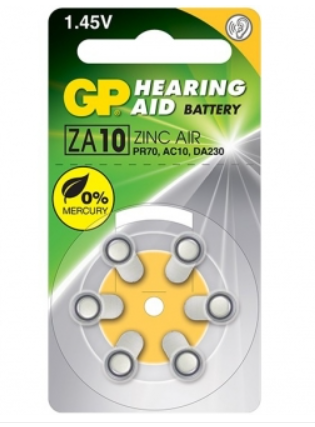 GP Hearing Aid Batteries ZA10 - 6 Pack