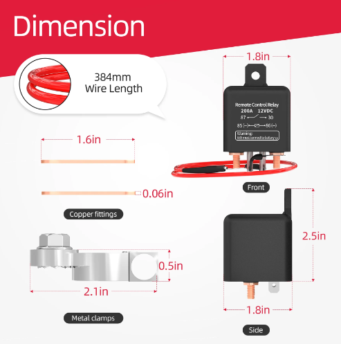 Wireless Key Control, 200A Relay 12VDC