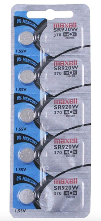 370 MAXELL WATCH BATTERY BUTTON CELL - 5 Pack - SR920W