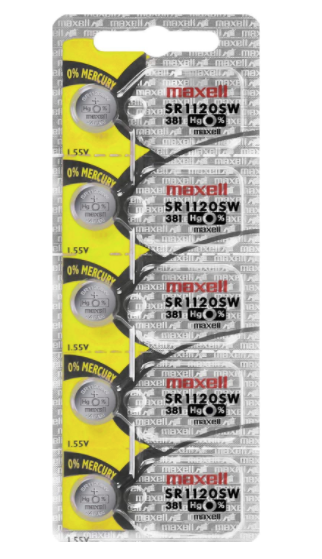 381 MAXELL WATCH BATTERY BUTTON CELL - 5 Pack