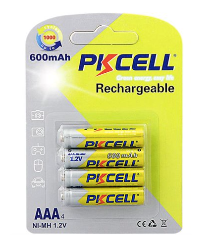 PK CELL 1.2V Rechargeable AAA Batteries with 600 mAh - 4 Pack