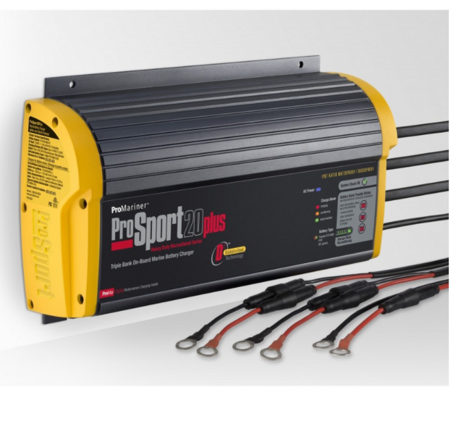 PROSPORT-20P CHARGER WATERPROOF 3 BANK 20AMP 12/24/36