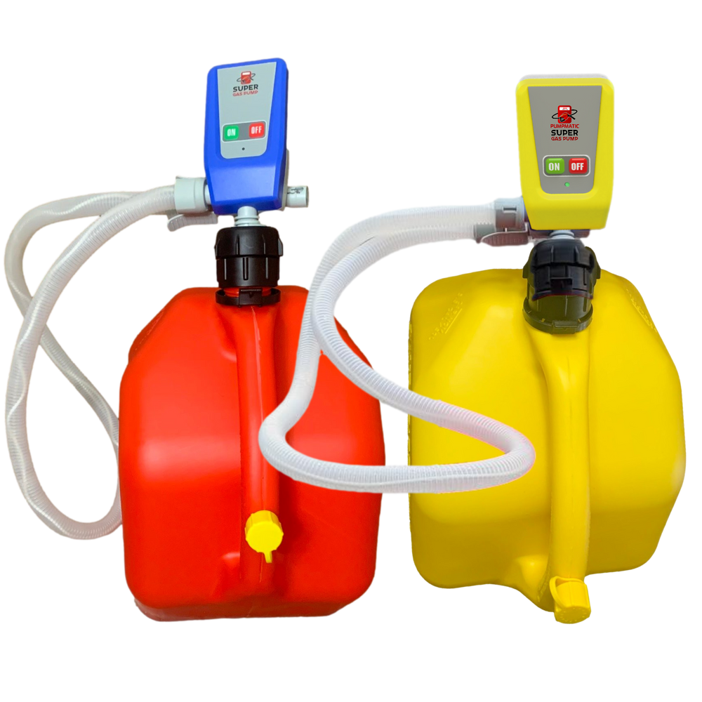 Gas & Diesel Pump Pack - PumpMatic Super Gas Pump Fuel Transfer Pump for Gas, Diesel, Kerosene + 3 Power Sources w/ 4.25ft Hose Siphon