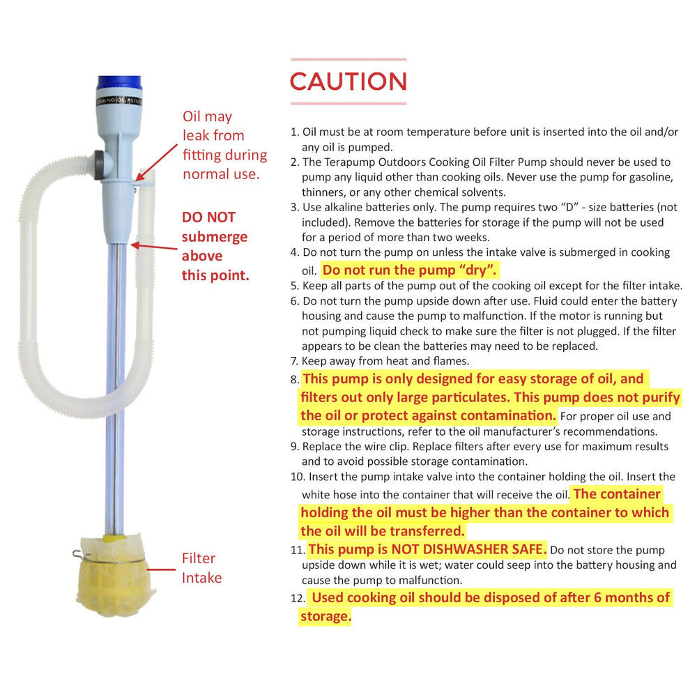 TeraPump - TRCOOK01 - Cooking Oil Recycling Pump - Terapump Canada