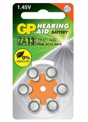 GP Hearing Aid Batteries ZA13 - 6 Pack