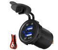 Type C+QC3.0 USB Socket with DC  Voletmeter and Switch Control ,Dust Cover, BLUE LED