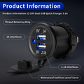 Type C+QC3.0 USB Socket with DC  Voletmeter and Switch Control ,Dust Cover, BLUE LED