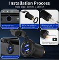 Type C+QC3.0 USB Socket with DC  Voletmeter and Switch Control ,Dust Cover, BLUE LED