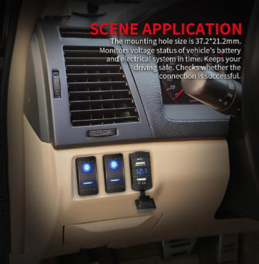 5V 4.2A USB Socket with Voltmeter, 2 Port, Blue LED