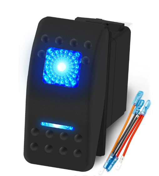 SPST, 5PIN, ON-OFF, Dual LED blue