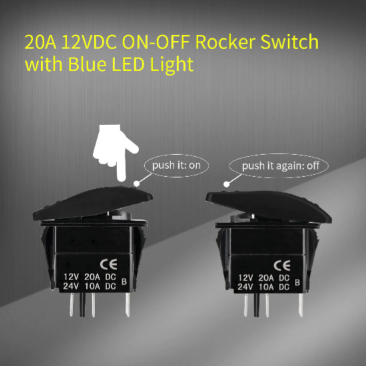 SPST, 5PIN, ON-OFF, Dual LED blue