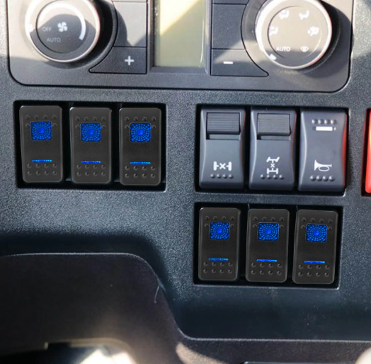 SPST, 5PIN, ON-OFF, Dual LED blue