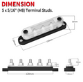 Bus Bar -5 X  5/16”Post(M8), black color with Cover.